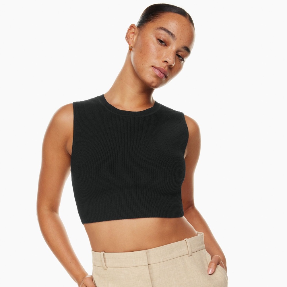 Aritzia Babaton Sculpt Knit Muscle Cropped Tank-(Cropped ribbed muscle tank- XS)